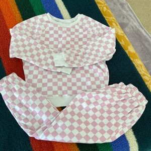 Pink checkered matching set